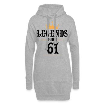 61 Geburtstag, Legenden werden 61 - Hoodie-Kleid - Grau meliert - Vorne