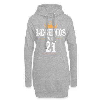 Les légendes ont 21 ans, 21 ans - Sweat-shirt à capuche long Femme - gris chiné - Devant