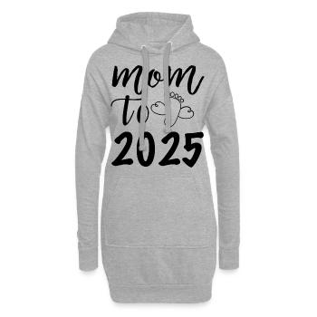 Maman à être 2025, 2025 Je vais être maman - Sweat-shirt à capuche long Femme - gris chiné - Devant
