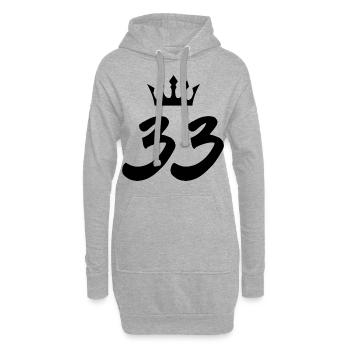 33 Couronne numérique - Sweat-shirt à capuche long Femme - gris chiné - Devant