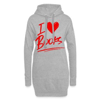 J’adore les livres - Sweat-shirt à capuche long Femme - gris chiné - Devant