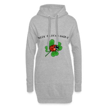 Mein Glücks-Shirt, Marienkäfer, Kleeblatt - Hoodie-Kleid - Grau meliert - Vorne