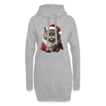 Hübsches Adventskatzendesign für alle Kätzchenbesitzer - Hoodie-Kleid - Grau meliert - Vorne