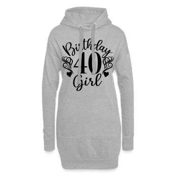 40. Geburtstag Frauen Ihr Geburtstagskind 40 Jahre alt - Hoodie-Kleid - Grau meliert - Vorne