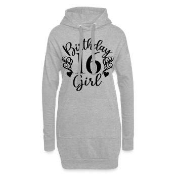 16. Geburtstag Frauen Ihr Geburtstagskind 16 Jahre alt - Hoodie-Kleid - Grau meliert - Vorne
