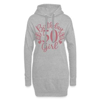 50e anniversaire Femmes Son anniversaire Fille 50 ans - Sweat-shirt à capuche long Femme - gris chiné - Devant