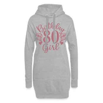80. Geburtstag Frauen Ihr Geburtstagskind 80 Jahre alt - Hoodie-Kleid - Grau meliert - Vorne