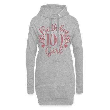 100e anniversaire Femmes Anniversaire Fille 100 ans - Sweat-shirt à capuche long Femme - gris chiné - Devant