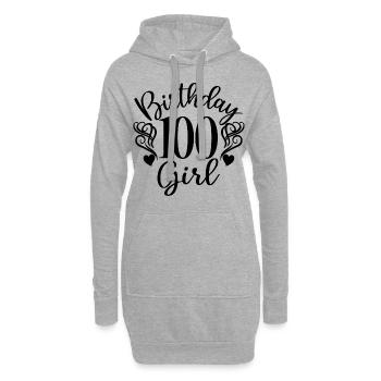 100e anniversaire Femmes Anniversaire Fille 100 ans - Sweat-shirt à capuche long Femme - gris chiné - Devant