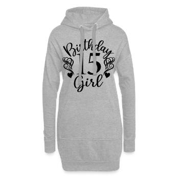15. Geburtstagskind, 15 Jahre altes Geschenk für Jugendliche - Hoodie-Kleid - Grau meliert - Vorne
