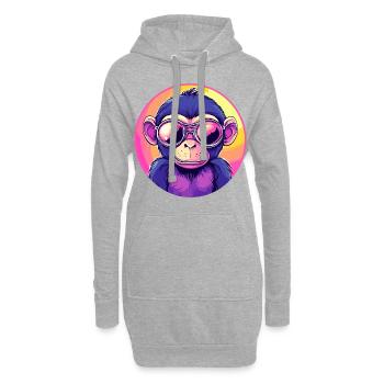 Neon Affe mit Sonnenbrille - Hoodie-Kleid - Grau meliert - Vorne