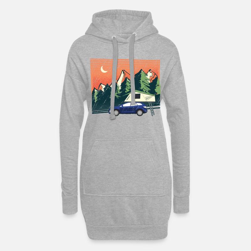 Dachzelt Camper | Camping Geschenk | Geschenkidee - Hoodie-Kleid - Grau meliert