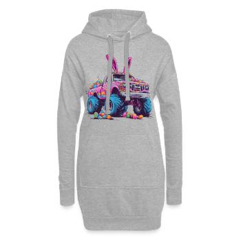 Monster Truck Osterhase Ostern Monstertruck - Hoodie-Kleid - Grau meliert - Vorne