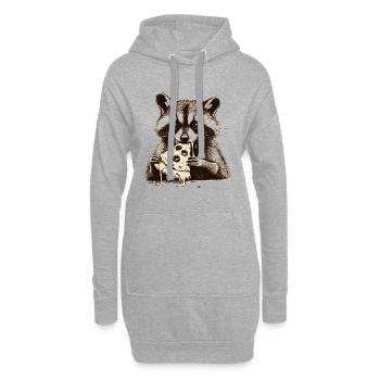 Raton laveur mangeant de la pizza - Sweat-shirt à capuche long Femme - gris chiné - Devant