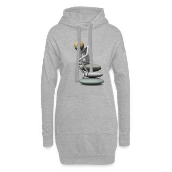 Holzkopf als Denker - Hoodie-Kleid - Grau meliert - Vorne