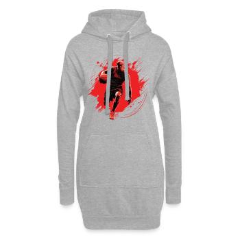 Basketballspieler auf rotem Hintergrund, Zeichnung - Hoodie-Kleid - Grau meliert - Vorne