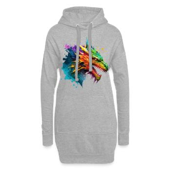Dragon Coloré Fantaisie Magie Mysticisme Mythologie Art - Sweat-shirt à capuche long Femme - gris chiné - Devant