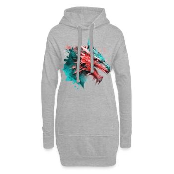 Dragon Coloré Fantaisie Magie Mysticisme Mythologie Art - Sweat-shirt à capuche long Femme - gris chiné - Devant