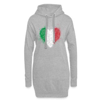 Coeur drapeau italien vintage - Sweat-shirt à capuche long Femme - gris chiné - Devant