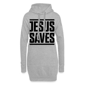jesus saves - Sweat-shirt à capuche long Femme - gris chiné - Devant