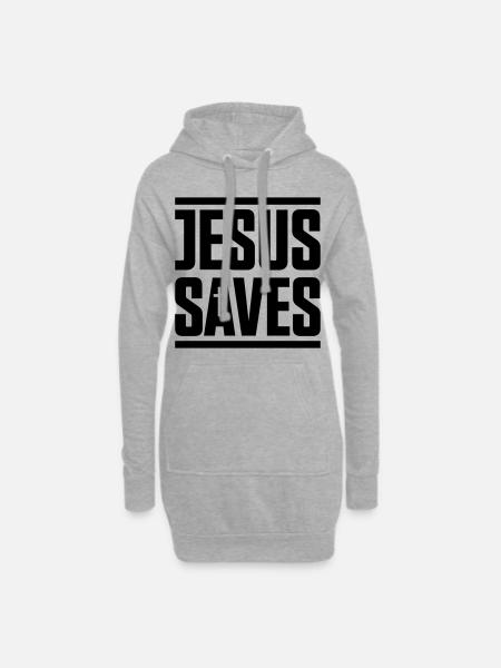 jesus saves - Hoodie-Kleid - Grau meliert