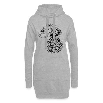 Fleurs de teckel III - Sweat-shirt à capuche long Femme - gris chiné - Devant