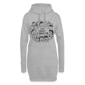 Ich hasse Menschen - Hoodie-Kleid - Grau meliert - Vorne