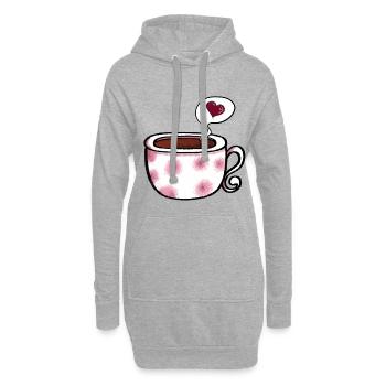 Kaffee Love I Kaffeetasse Comic I Geschenk - Hoodie-Kleid - Grau meliert - Vorne
