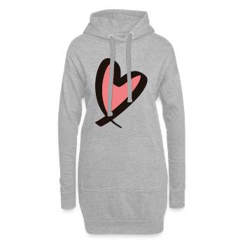 Coeur noir rose - Sweat-shirt à capuche long Femme - gris chiné - Devant
