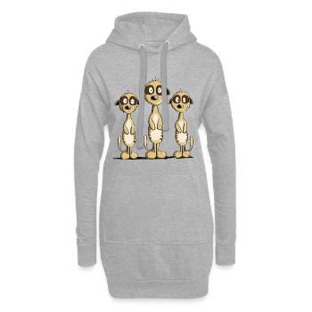 Drei Erdmännchen I Comic Geschenk I Fun Tiermotiv - Hoodie-Kleid - Grau meliert - Vorne