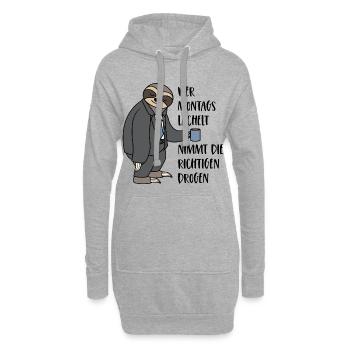 Faultier Spruch Montag Arbeit Wer Montags lächelt - Hoodie-Kleid - Grau meliert - Vorne