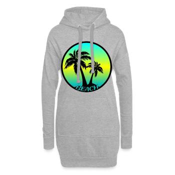 Buntes Beach Logo mit Palmen - Hoodie-Kleid - Grau meliert - Vorne