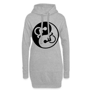 Rollstuhl Yin und Yang Symbol Bild # - Hoodie-Kleid - Grau meliert - Vorne