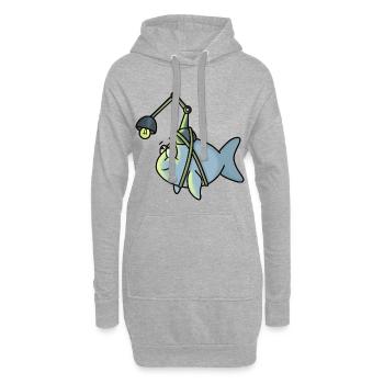 Poisson grenouille des grands fonds - Sweat-shirt à capuche long Femme - gris chiné - Devant