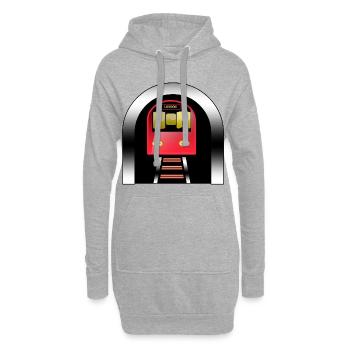 Londoner roter Zug unter dem Bogen - Hoodie-Kleid - Grau meliert - Vorne