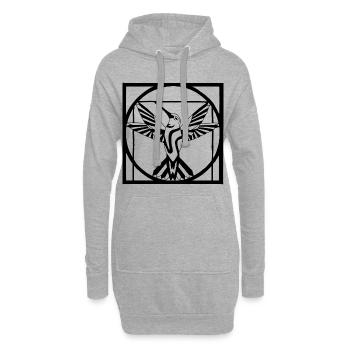 Oiseau noir Vitruve - Sweat-shirt à capuche long Femme - gris chiné - Devant