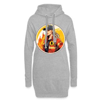 Feuerwehrfrau - Hoodie-Kleid - Grau meliert - Vorne