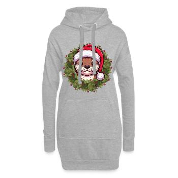 Weihnachts-Otter Design für Festliche Momente - Hoodie-Kleid - Grau meliert - Vorne