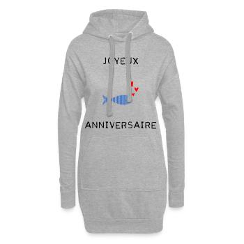 JOYEUX ANNIVERSAIRE - Sweat-shirt à capuche long Femme - gris chiné - Devant