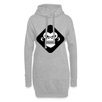 Gorilla-Zahn-Logo - Hoodie-Kleid - Grau meliert - Vorne