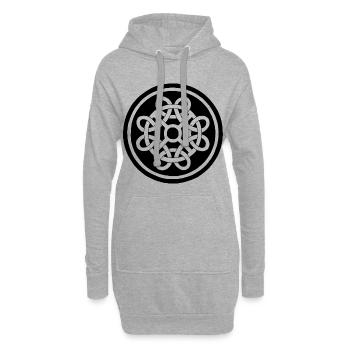 Keltische Blume und schwarzer Talisman - Hoodie-Kleid - Grau meliert - Vorne
