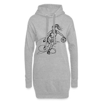 Joueur de basket-ball féminin dessin au trait - Sweat-shirt à capuche long Femme - gris chiné - Devant