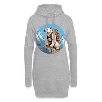 Polar Bear Mountaineer / Hiking Polar Bear - Hoodie Dress - heather grey - Front