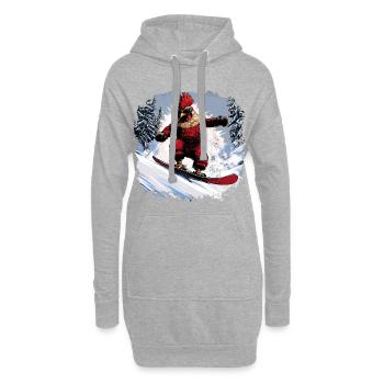Planche à neige au poulet - Sweat-shirt à capuche long Femme - gris chiné - Devant