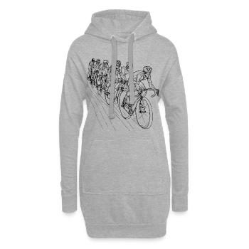 Dessin de ligne cycliste - Sweat-shirt à capuche long Femme - gris chiné - Devant