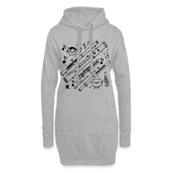 Flûte Bande dessinée - Sweat-shirt à capuche long Femme - gris chiné - Devant