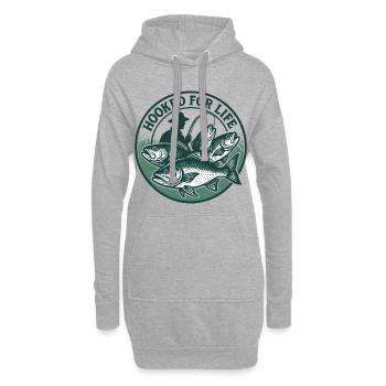 Hooked for Life – Chemise de pêcheur pour les vrais pêcheurs - Sweat-shirt à capuche long Femme - gris chiné - Devant