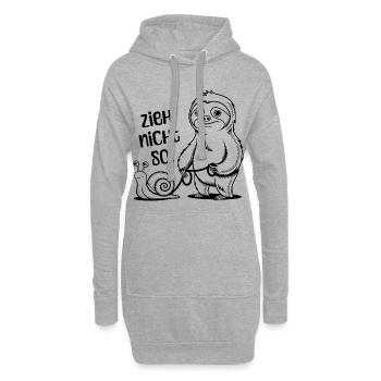 Zieh nicht so - Schnecke und Faultier - Hoodie-Kleid - Grau meliert - Vorne