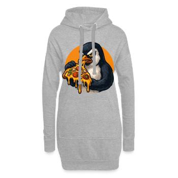 Entschlossener Pinguin Pizza Italienisches Essen - Hoodie-Kleid - Grau meliert - Vorne