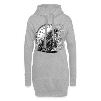 Motard enpulsé par la vitesse - Sweat-shirt à capuche long Femme - gris chiné - Devant